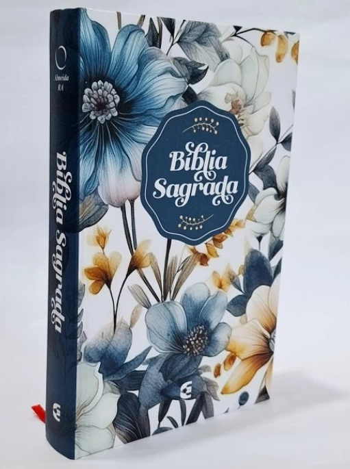 BÍBLIA COM HINÁRIO NOVO CÂNTICO - Capa dura floral azul